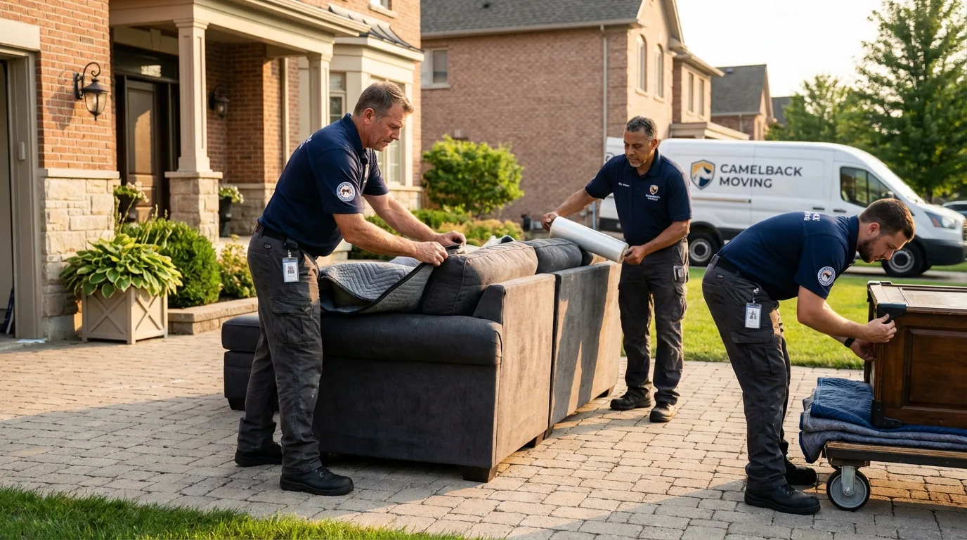 Large estate moving crew wrapping furniture in Colbert, OK